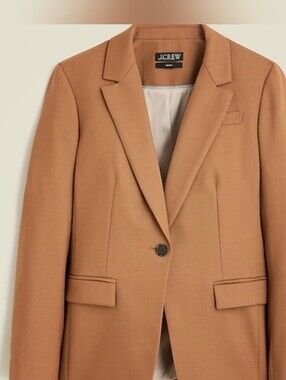 NWT J.CREW Helena Flannel Blazer Camel 14